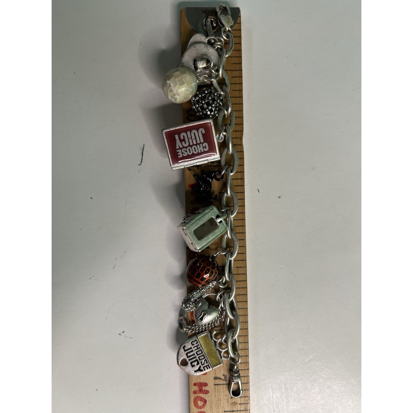 Vintage Juicy Couture Charm Bracelet With Charms & Original Box 7”