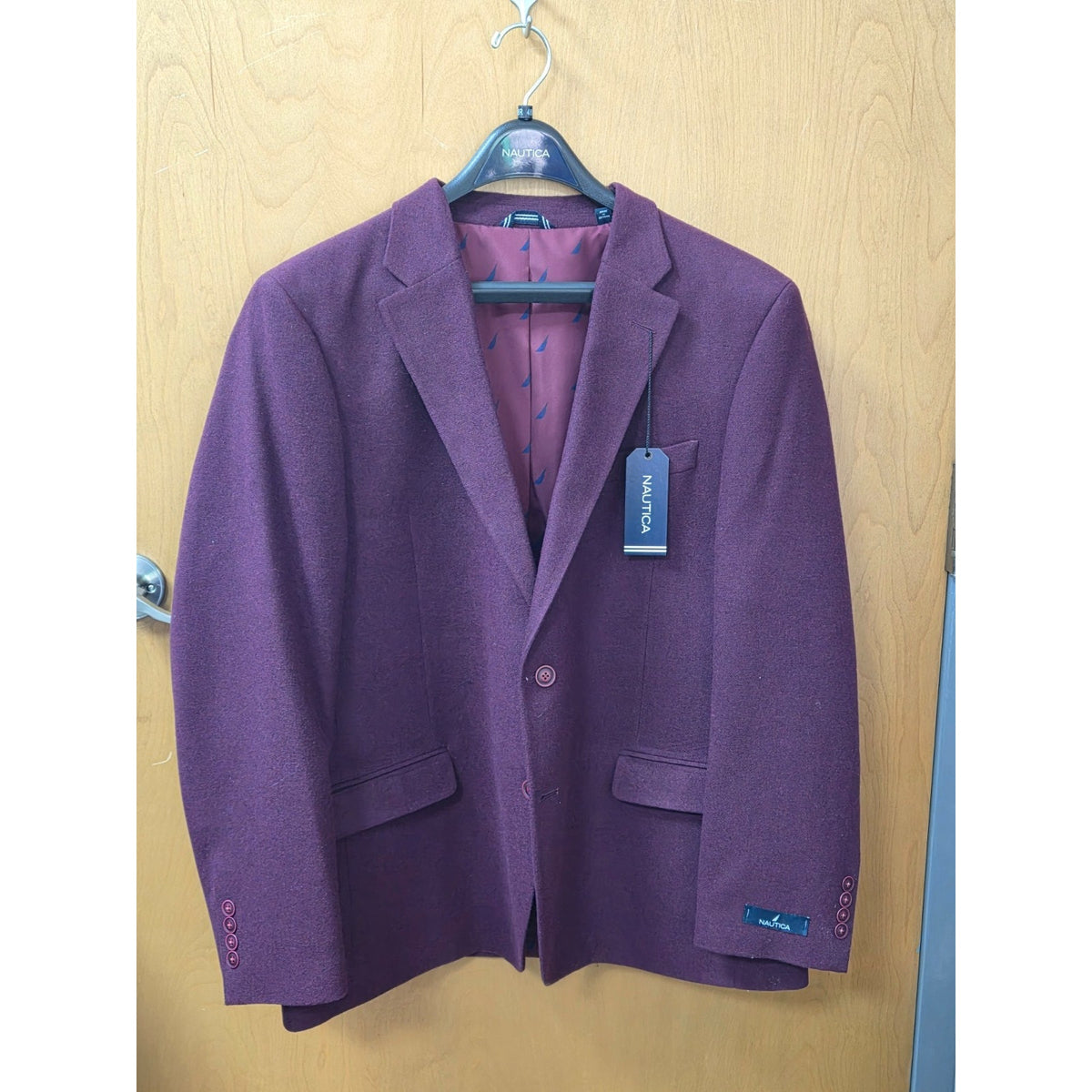 NWT Nautica Branford Sport Coat Blazer 48R Burgundy Purple Wool Blend Jacket