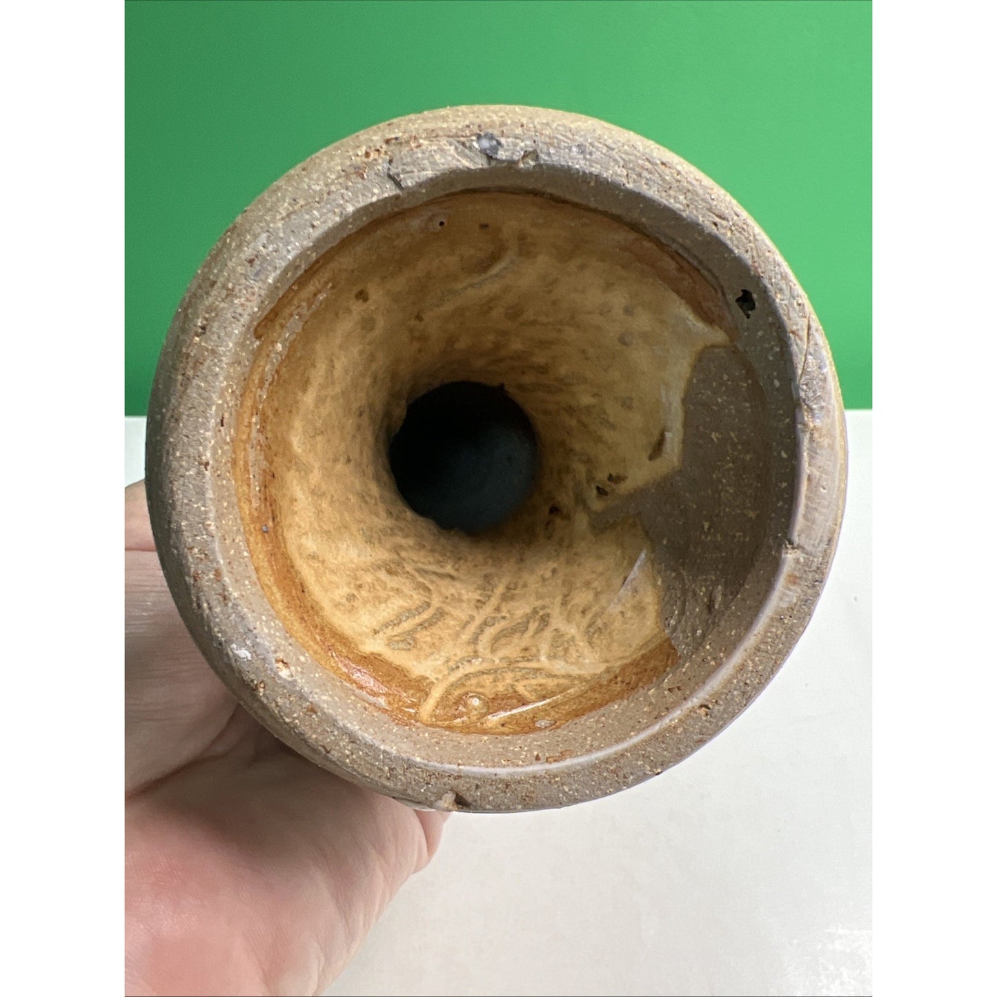 Mid Century Studio Art Pottery Goblet Chalice Cup Vase Signed Glazed Stoneware