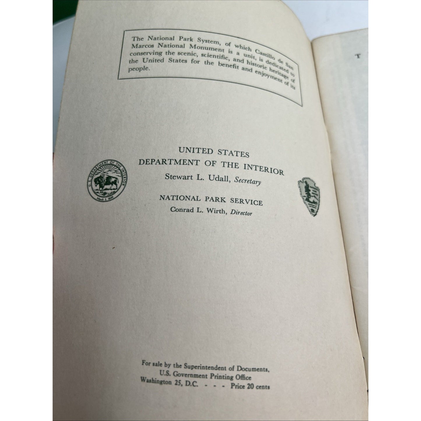 CASTILLO DE SAN MARCOS Illustrated Photo Pamphlet 1959 by Albert C. Manucy
