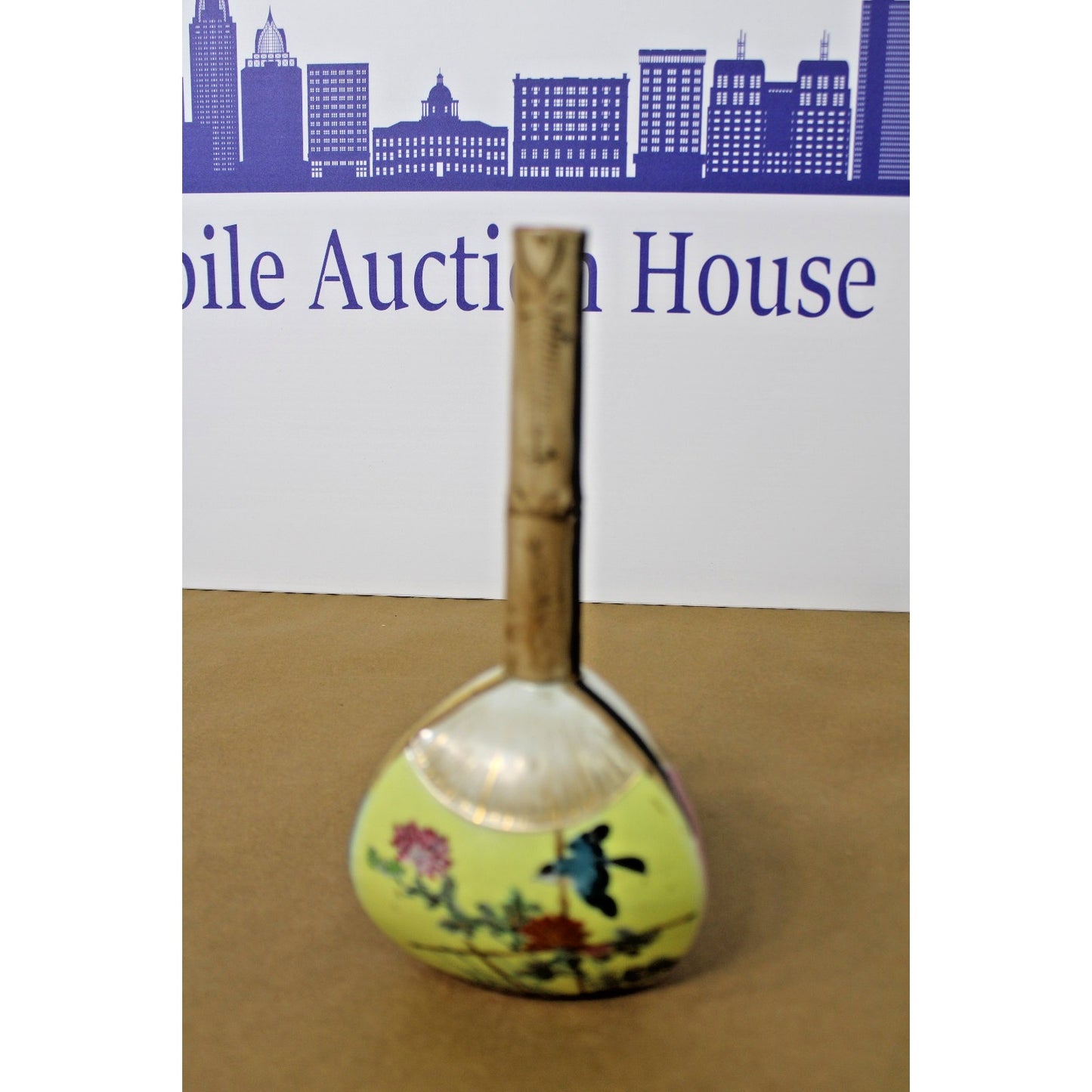 Antique Meiji Japanese Porcelain Kutani Bottle 3-Sided Vase Signed 9" Pastel