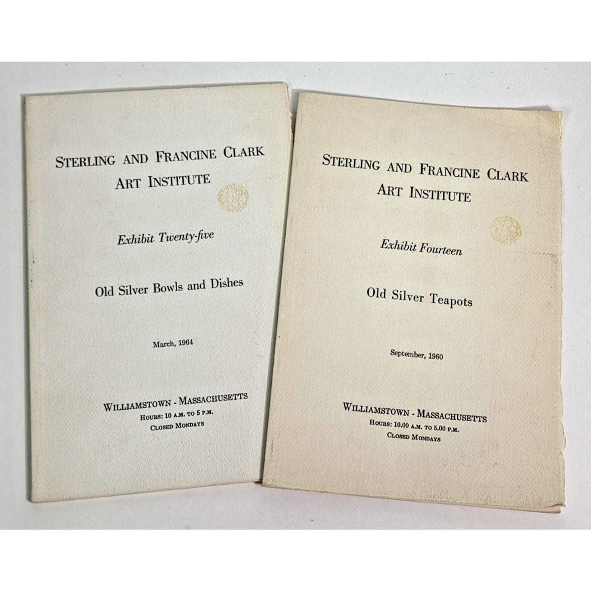Vintage Clark Art Institute Silver Exhibition Catalogs - Lot of 2 (1960 & 1964)