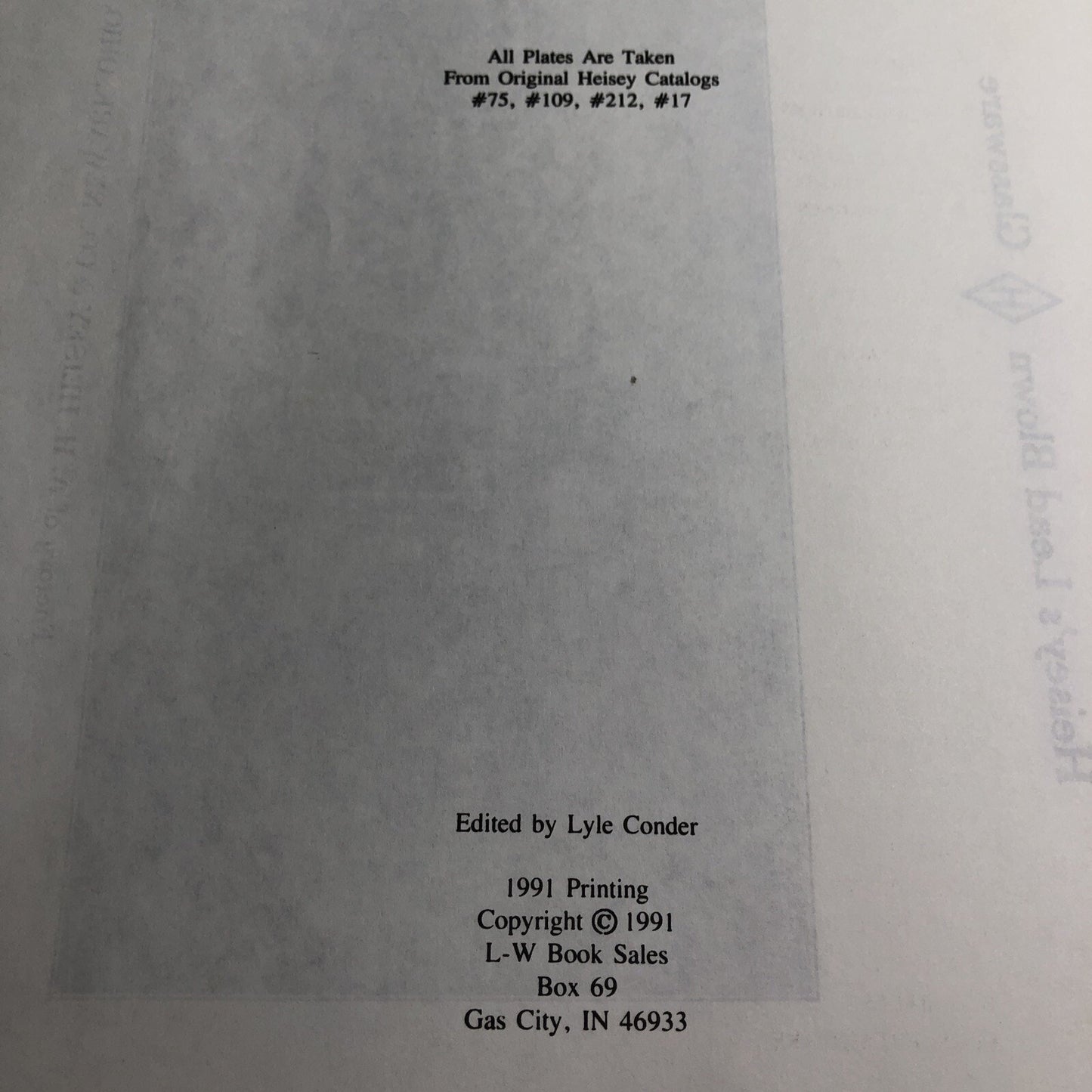 Collectors Guide To Heisey’s Glassware For Your Table 1991 Printing