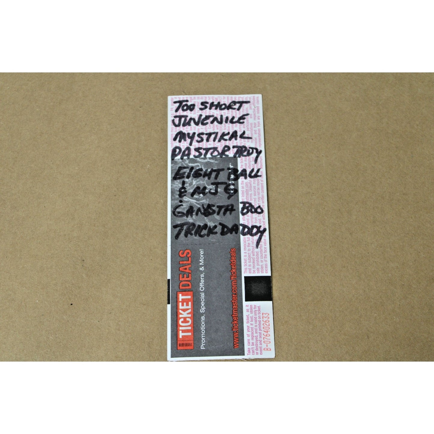 Legends of Southern Hip Hop Ticket Stub, 2016 Mobile, Alabama Set List