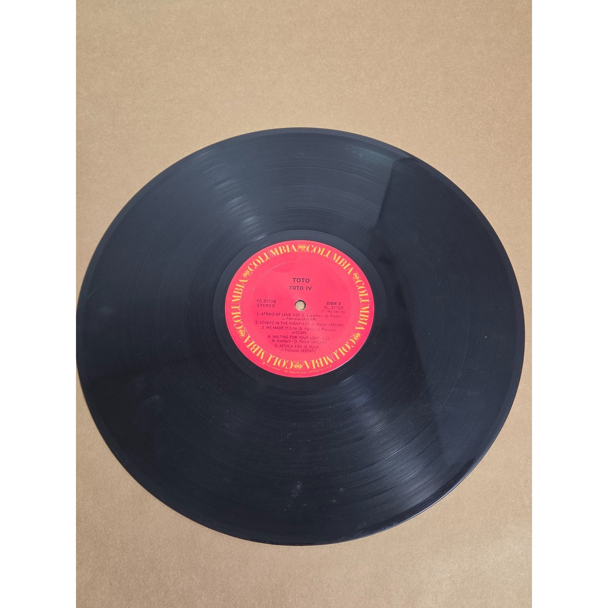 Toto IV 1982 Vinyl LP Promo Stamp Columbia FC 37728 Africa Rosanna