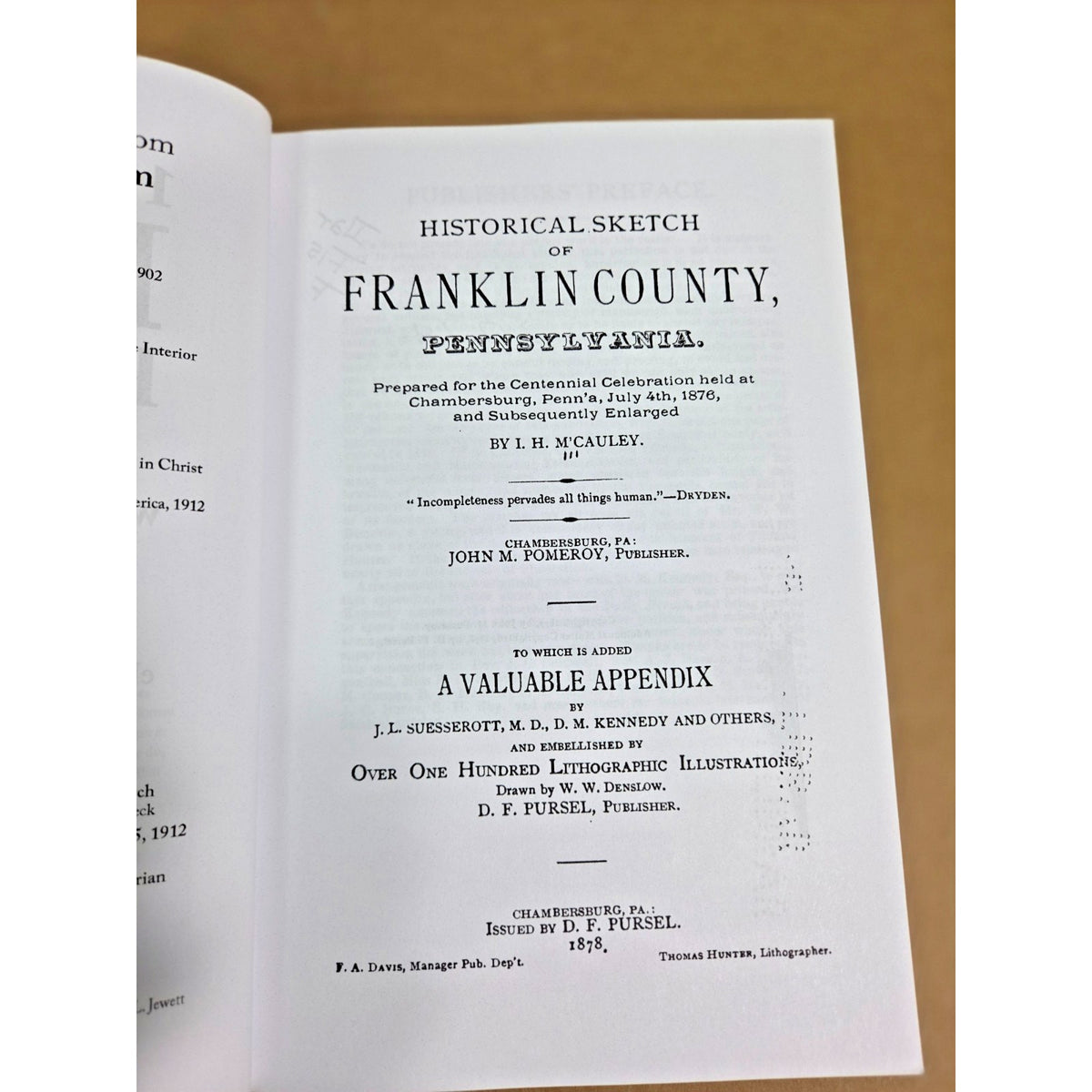 Historical Sketch of Franklin County, PA - I.H. M'Cauley (Forgotten Books)