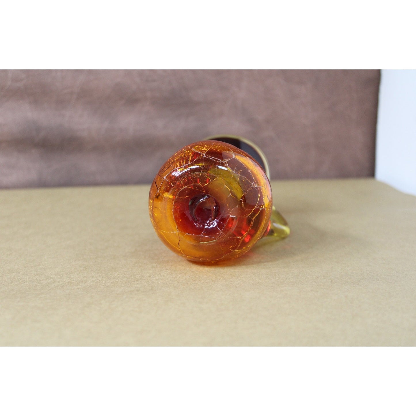 Vintage Kanawha Crackle Glass Small Pitcher Amberina Red to Orange Ombre 6.5"
