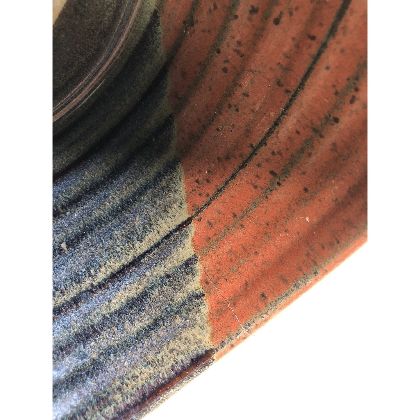 2008 Neal Pottery Bread Baker Crock Tri Color Glaze Signed Dated Flawed Florida