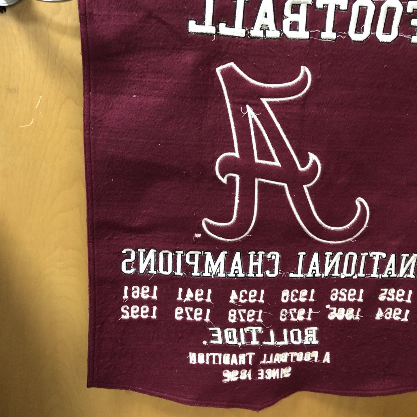 VINTAGE University Of Alabama Football National Champions Wool Banner 38”x23”