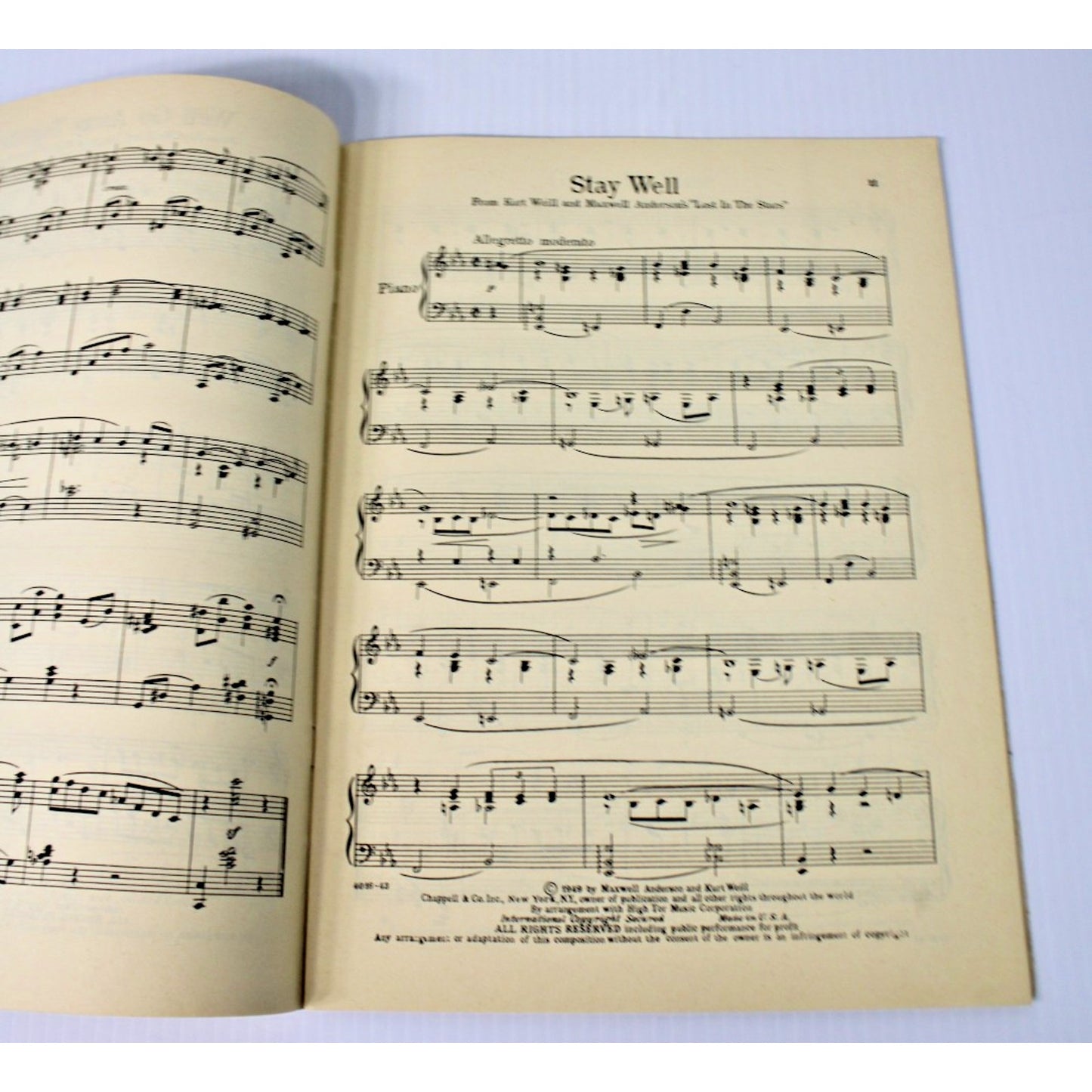 Vintage "Meet Kurt Weill At The Piano" Sheet Music Book, Great Condition!