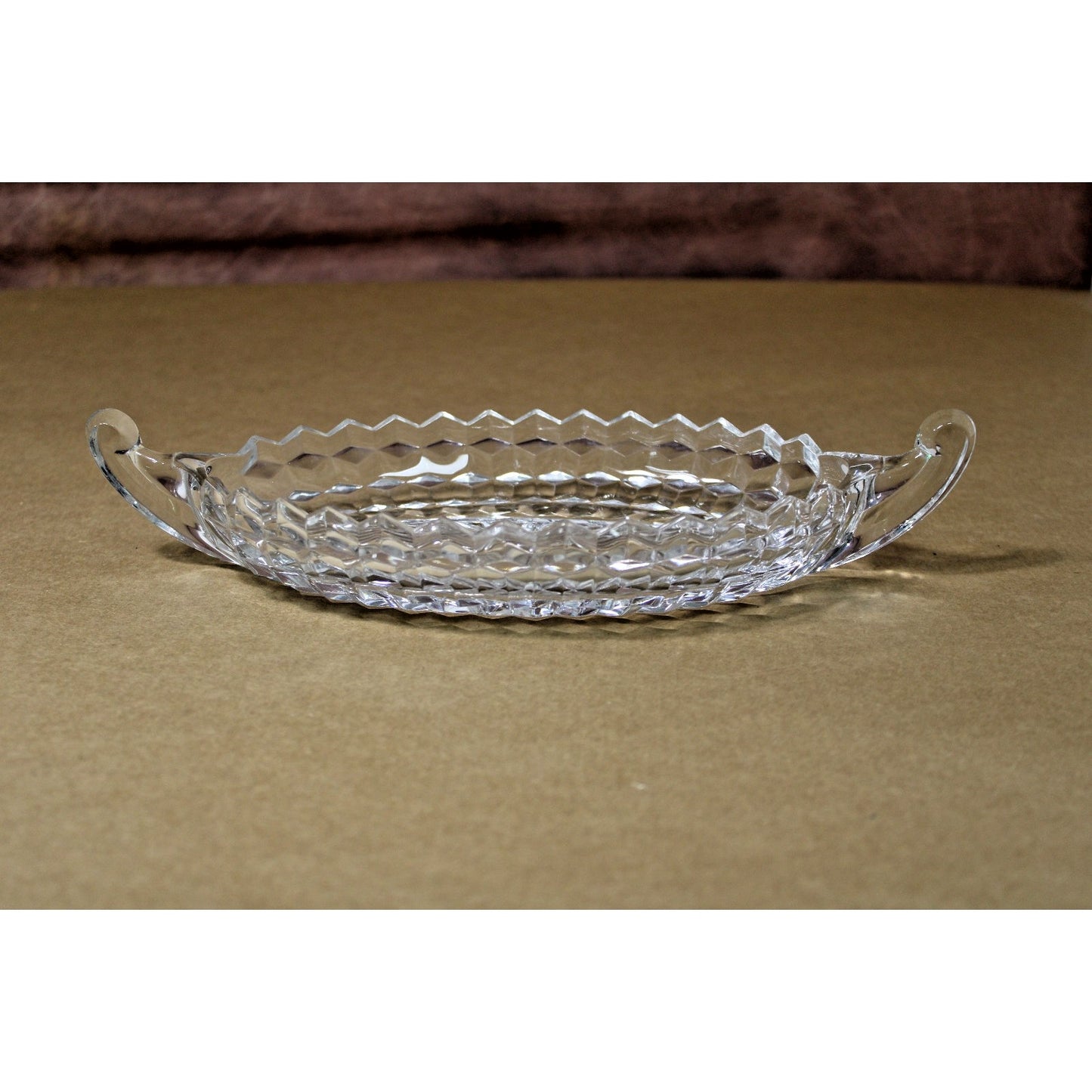 Vintage Fostoria American Elegant Glass Cubist Clear Large Veggie Tray 12"