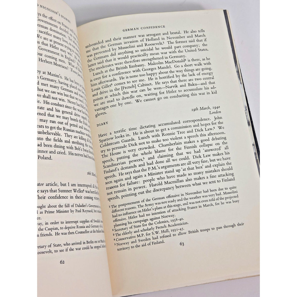 1967 The War Years Diaries and Letters 1939-1945 Harold Nicolson Volume II WWII