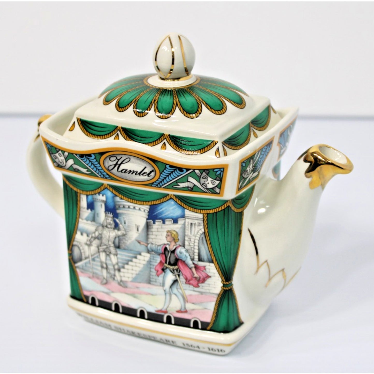 Vintage James Sadler Staffordshire England Teapot, "Hamlet" Shakespeare Series