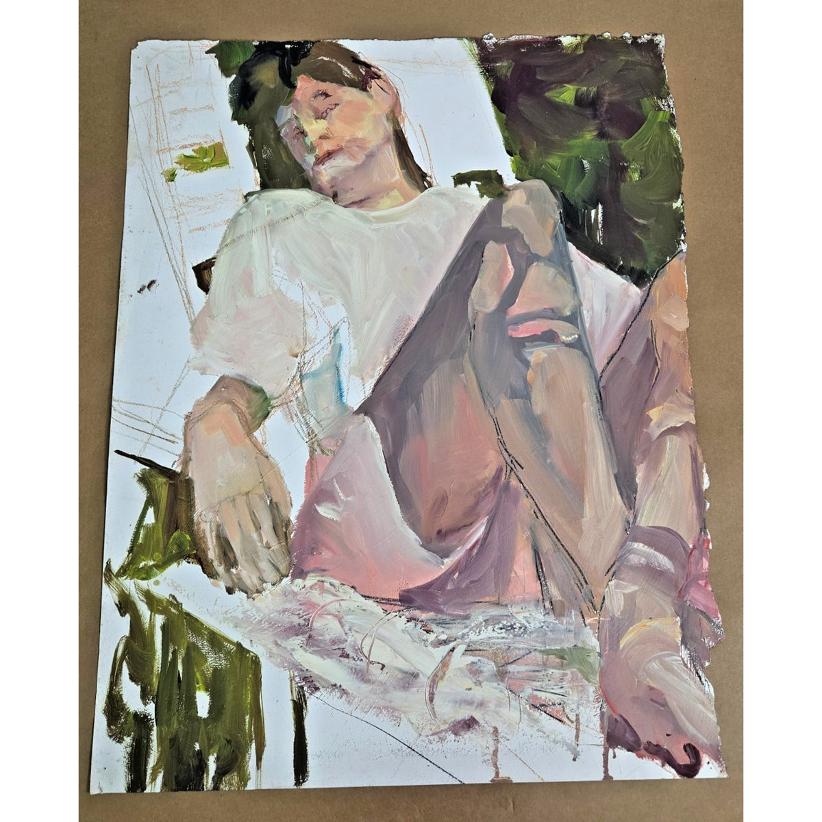 Vintage Original Impressionist Figure Study - Unsigned Studio Oil Painting