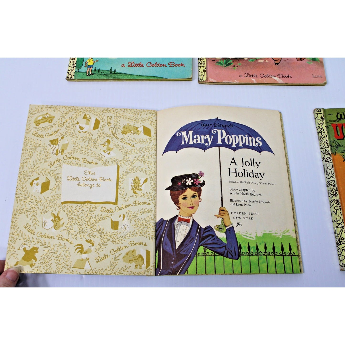 4 Rare Vintage Walt Disney Little Golden Books- Uncle Remus, Mary Poppins, Pooh