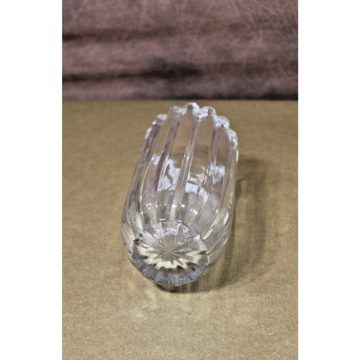 Vintage MCM Dansk 8" T Fluted Heavy Clear Glass Vase, 3.75" Diameter