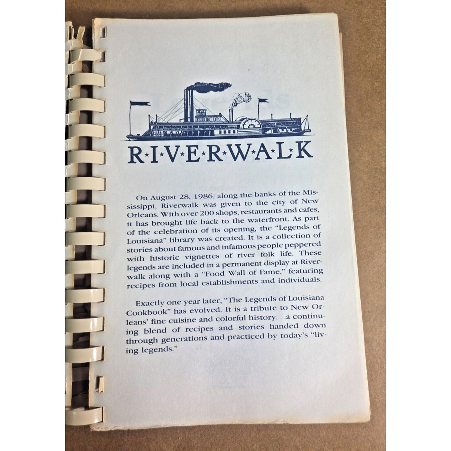 1987 Legends of Louisiana Cookbook New Orleans Cuisine & Folklore Riverwalk