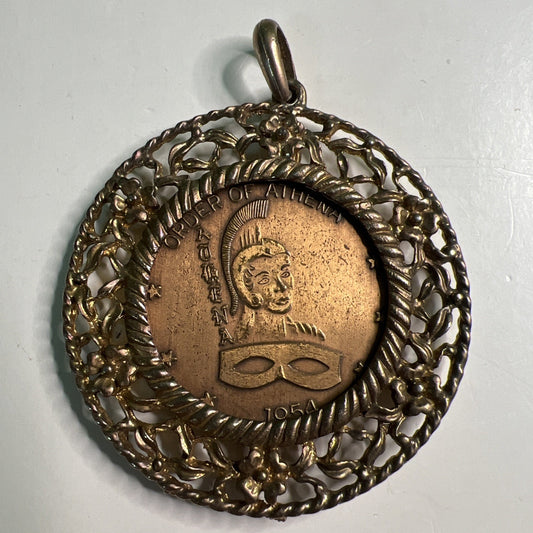 1993 Order Of Athena Dubloon Coin Pendant Mardi Gras Songs Of The South Theme
