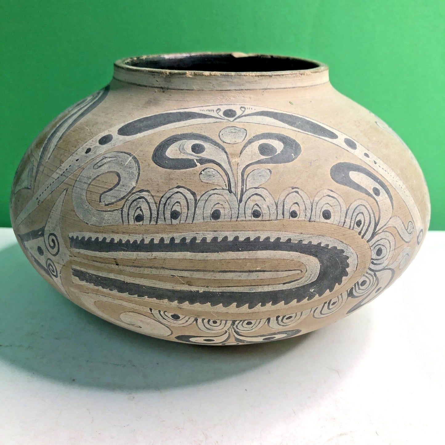 Native American Or Mata Ortiz Style Handpainted Pottery Vase Pot Polychrome