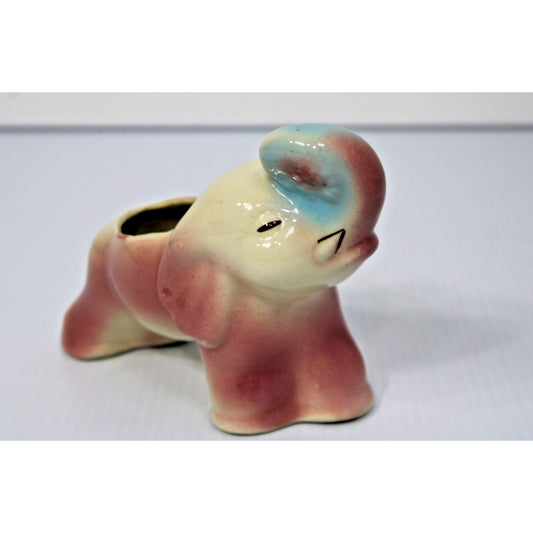 Vintage Mid Century Kitschy Elephant Ceramic Planter, Pottery, Baby, Nursery