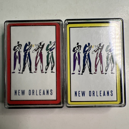 Vintage New Orleans Souvenir Playing Cards 2 Decks With Cases 80’s Style Jazz