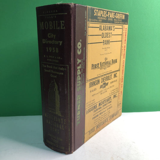 1958 R. L. Polk Mobile County Alabama City Directory Advertising History AL ALA