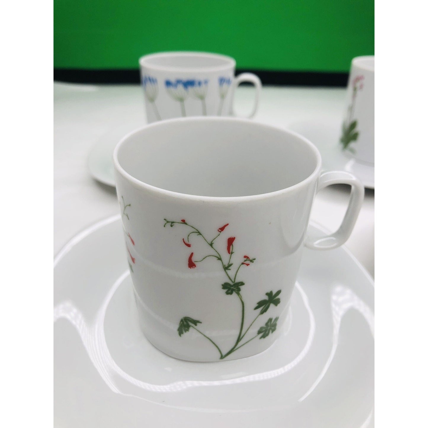 BLOCK Langenthal Switzerland TRANSITION Floral Portrait Set 4 Cups And Saucers