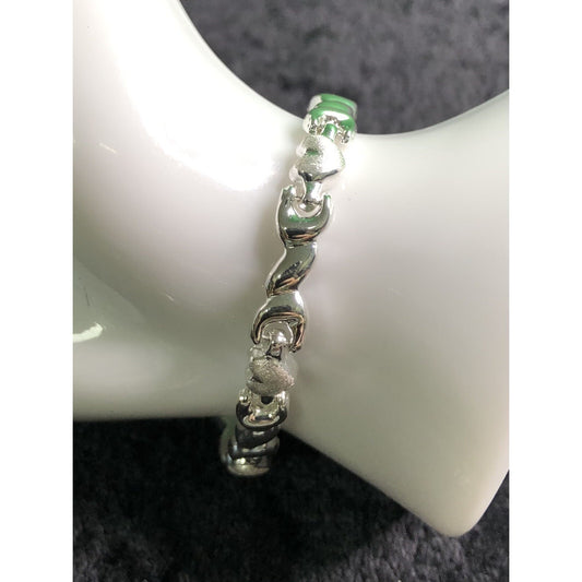 Sterling Silver Heart Twist Link Tennis Style 8 Inch Bracelet Lobster Claw Clasp