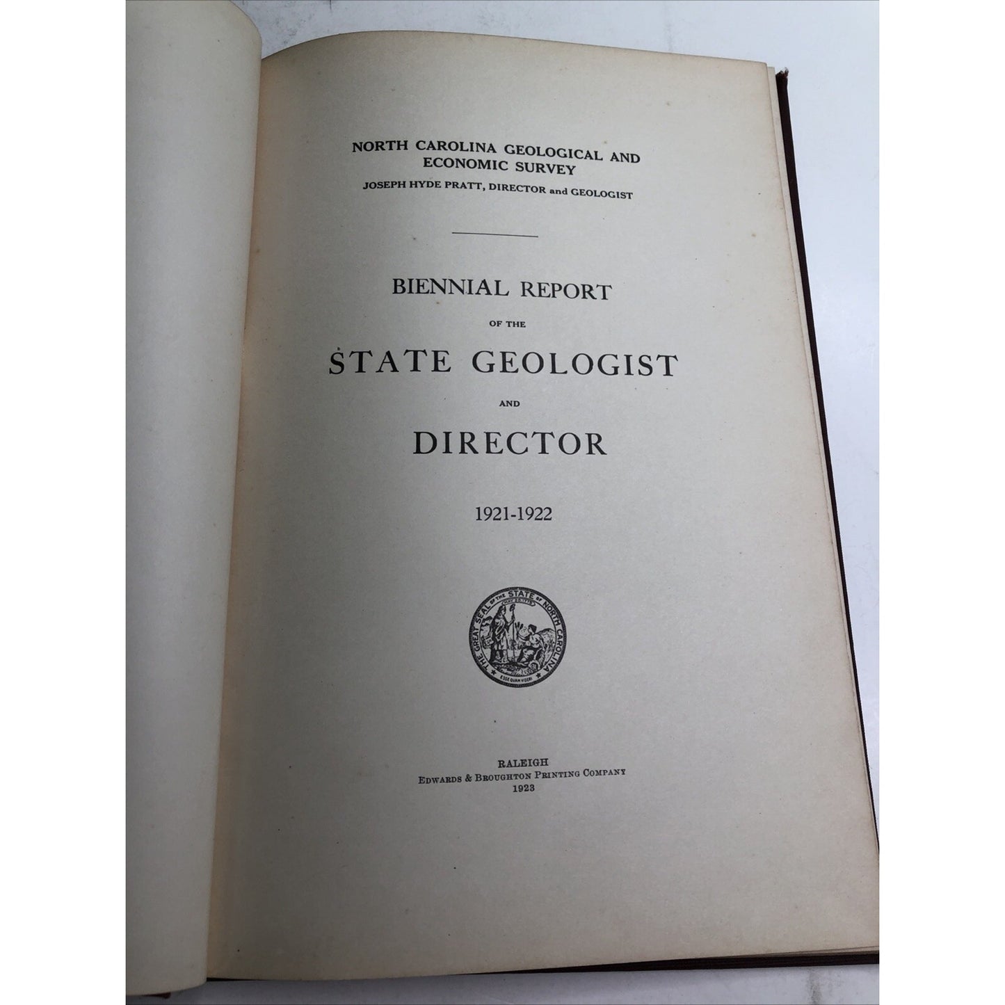 North Carolina Geological Economic Survey 1921-22 Biennial Joseph Hyde Pratt