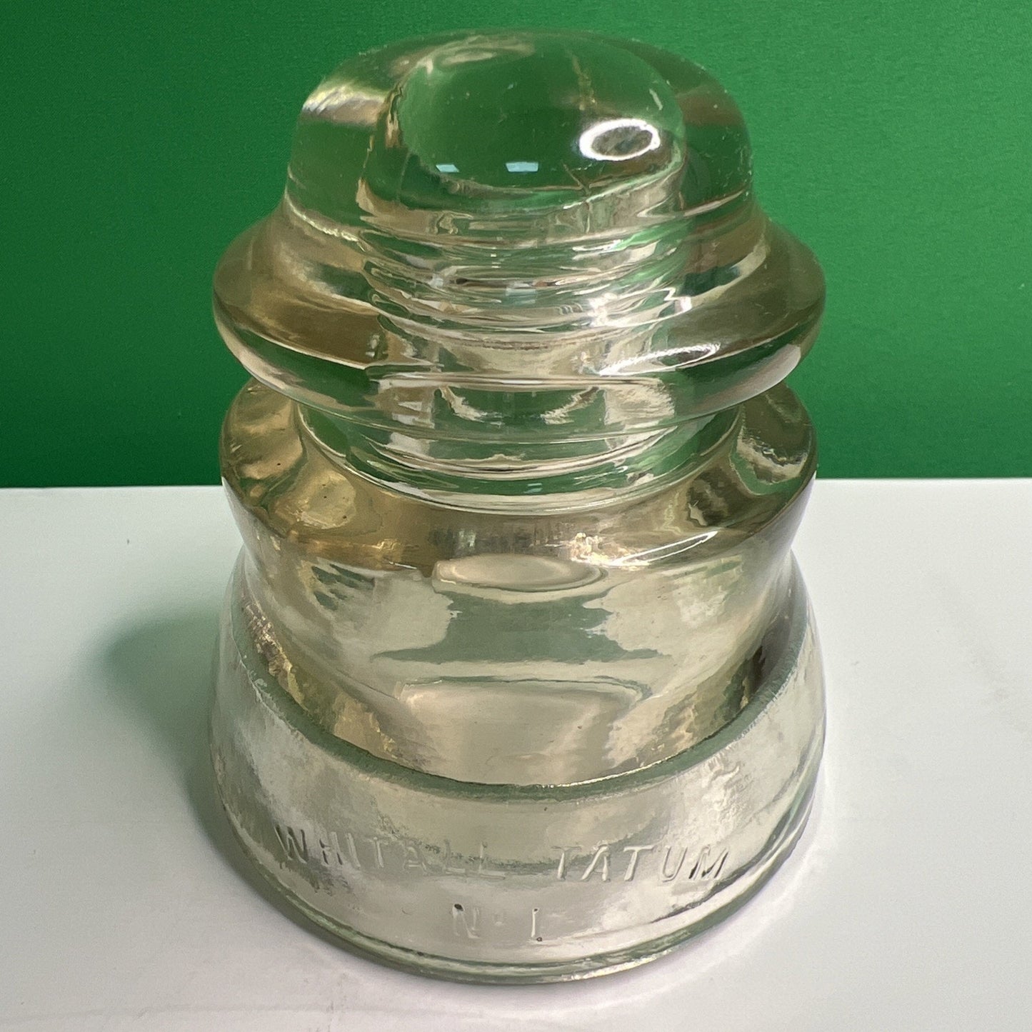 Vintage WHITALL TATUM No.1 12-41 Clear Glass Insulator Made in the USA