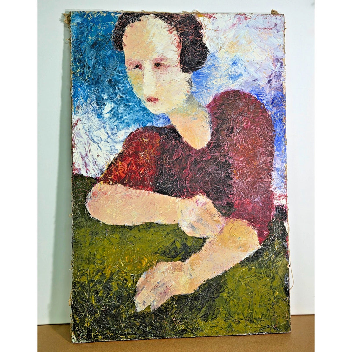Large Vintage Mid-Century Modern Expressionist Impasto Portrait - Anco Bilt