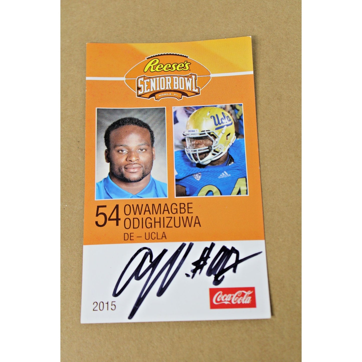 2015 Senior Bowl Signed/ Autographed Card, Owamagbe Odighizuwa (Giants, Bills)