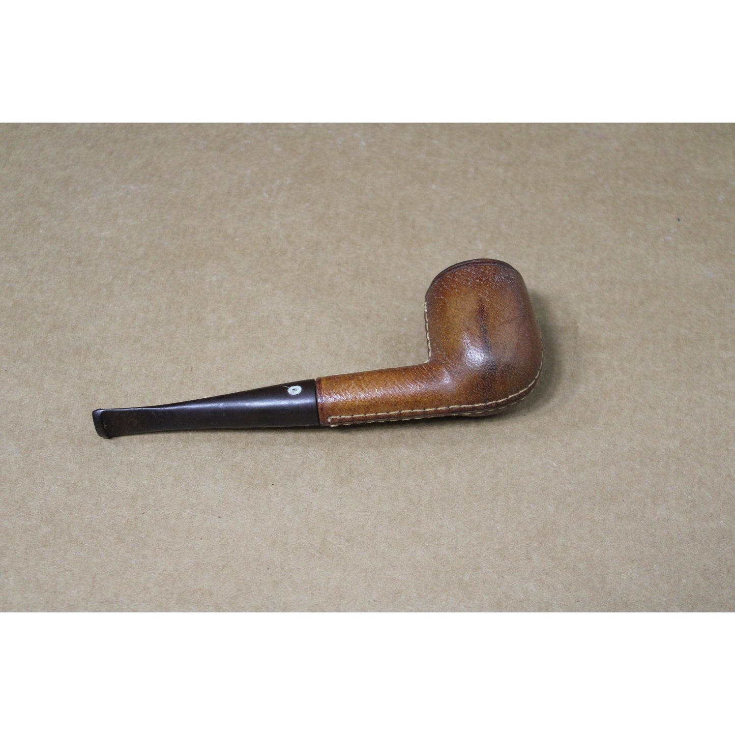 Vintage French Leather-Covered Tobacco Pipe, Jeantet of Saint-Claude