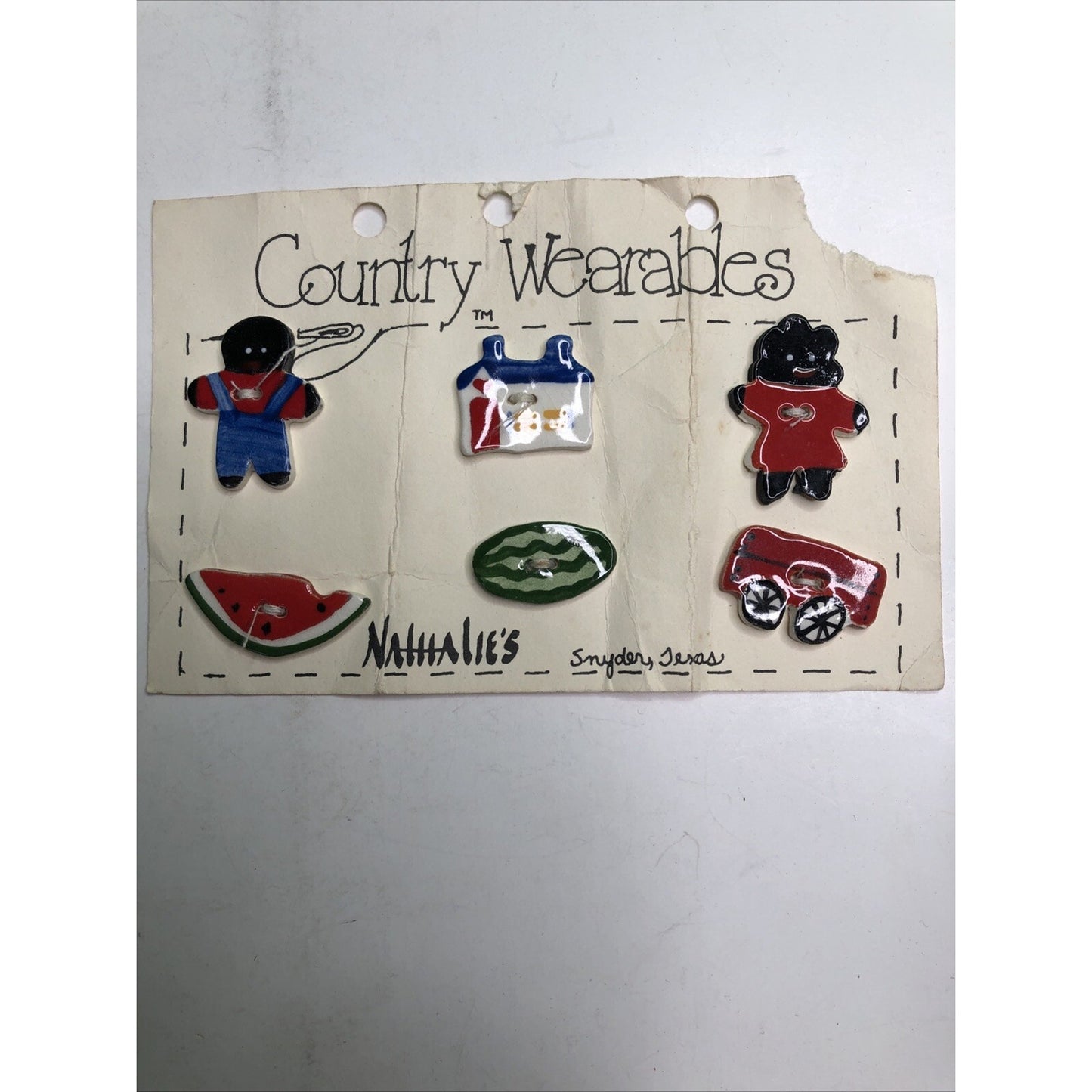 Vintage BUTTONS Nathalie’s Country Wearables Set 6 Snyder Texas