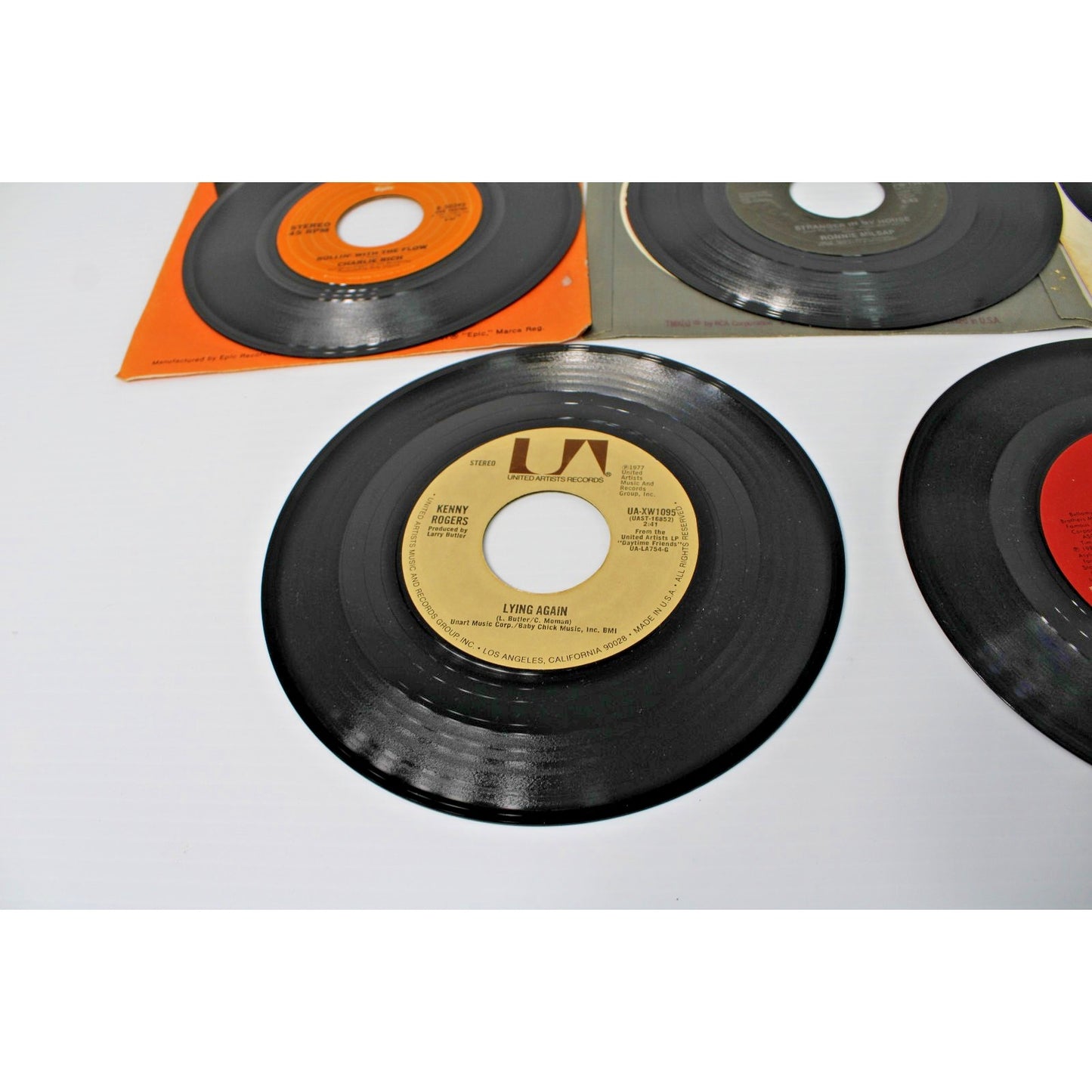 Lot of 8 Country 7" 45 RPM, 70s-80s Kenny Rogers, Charlie Rich, Don Williams- EX
