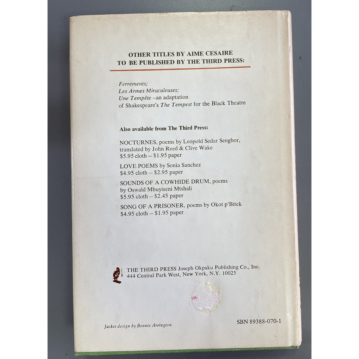 Aime Cesaire CADASTRE 1st English Edition 1973 Bilingual HC DJ Poetry