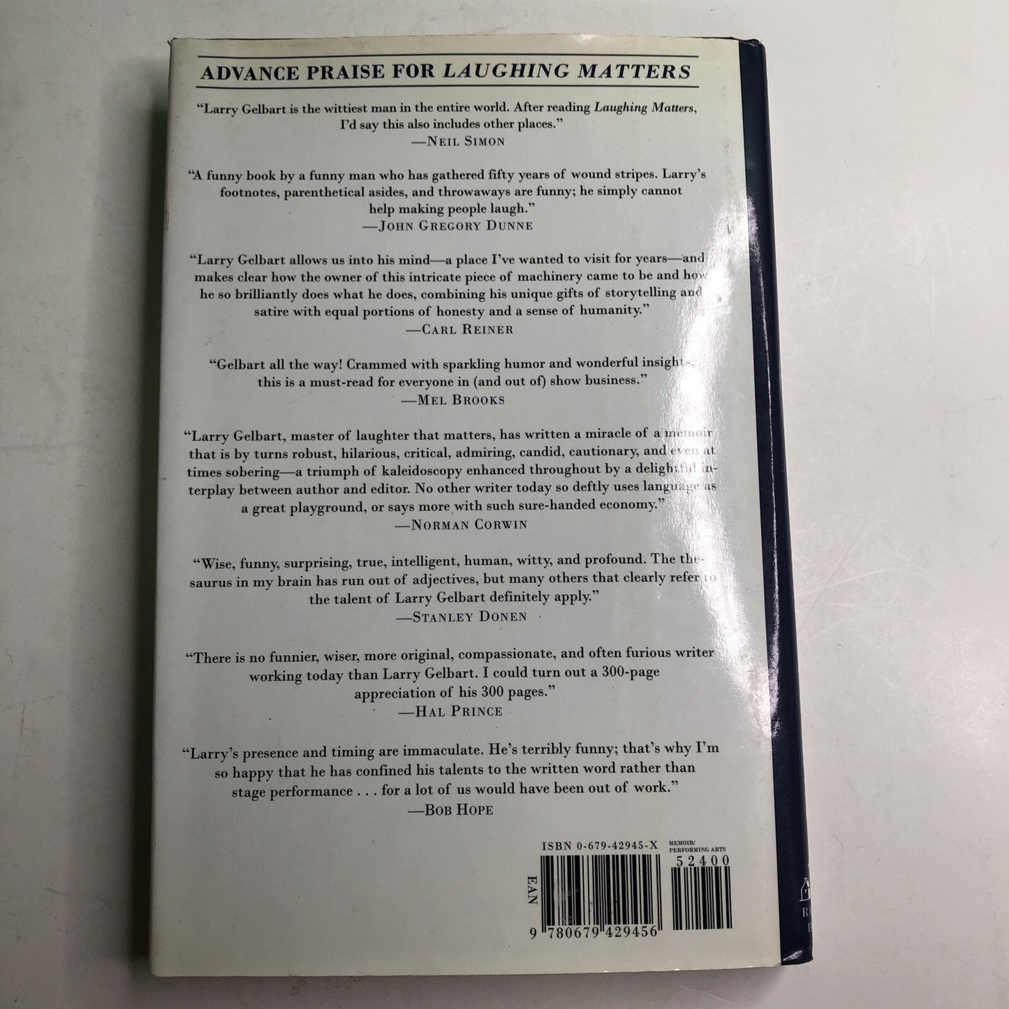 Laughing Matters: On Writing M*A*S*H, Tootsie, Oh, God! Larry Gelbart SIGNED 1st