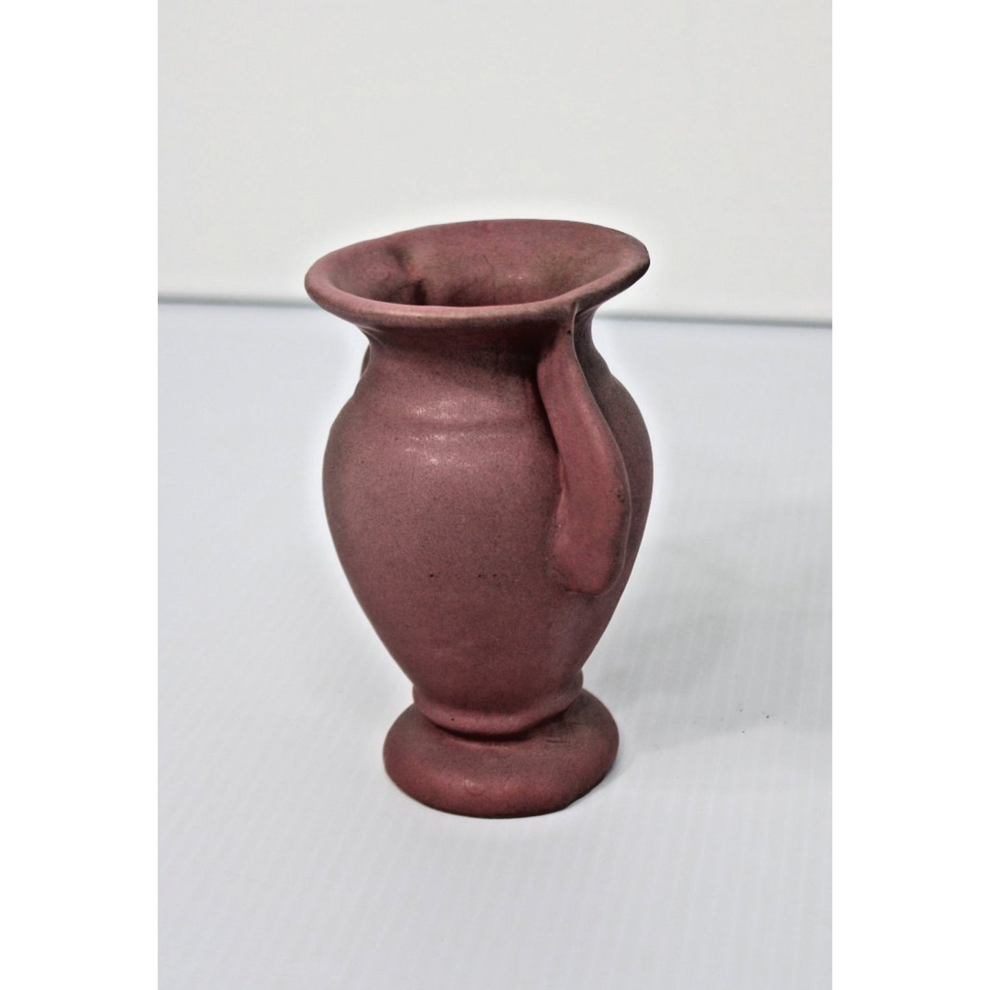 1930s Niloak Art Pottery Double-Handled Wing Vase 6"H Matte pink Ozark Dawn