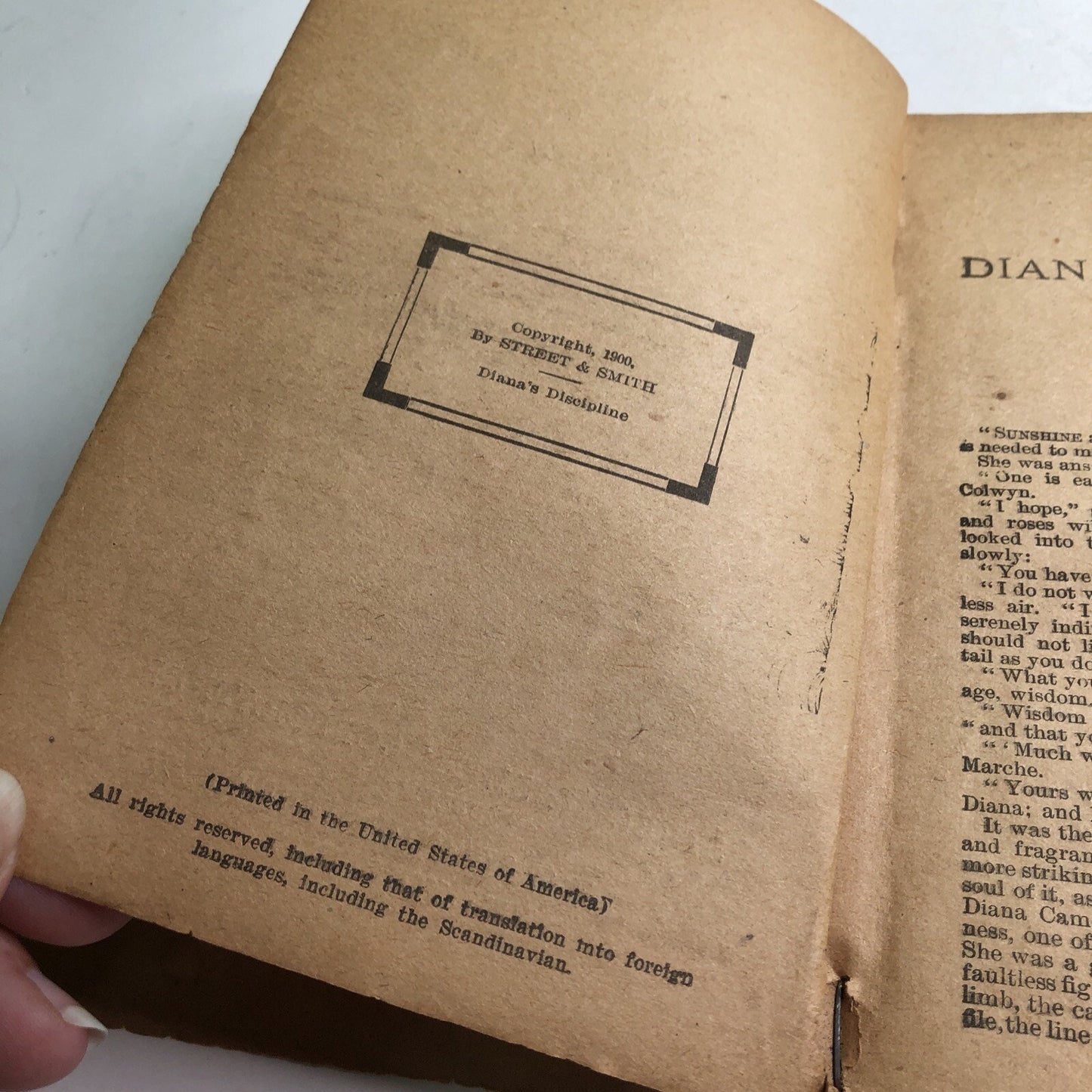 Diana’s Discipline by Bertha M. Clay No. 34 PB Copyright 1900 Antique