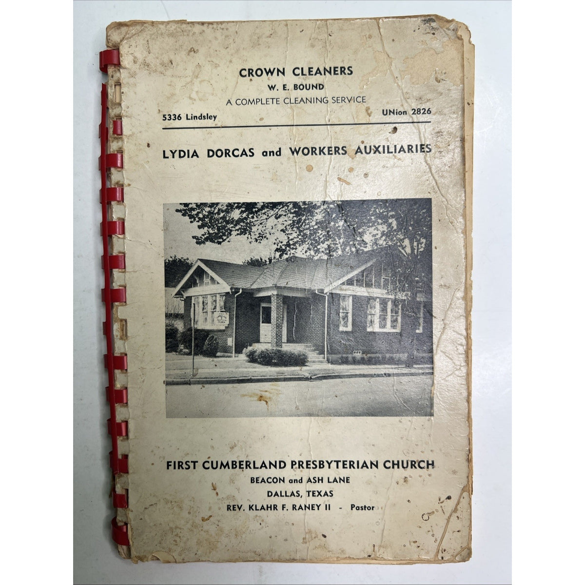 1954 First Cumberland Presbyterian Church Cookbook Dallas Texas Lydia Dorcas
