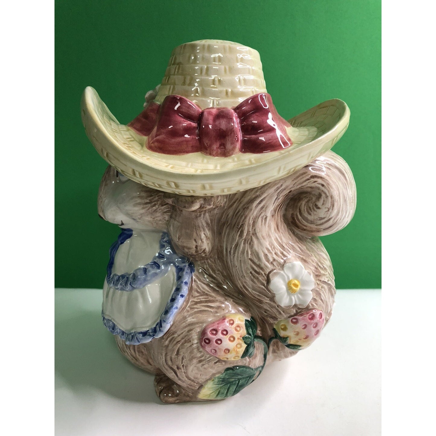 "Miss Squirrel" 1991 FITZ & FLOYD Biscuit Candy Or Small Cookie Jar 8" Tall Mint