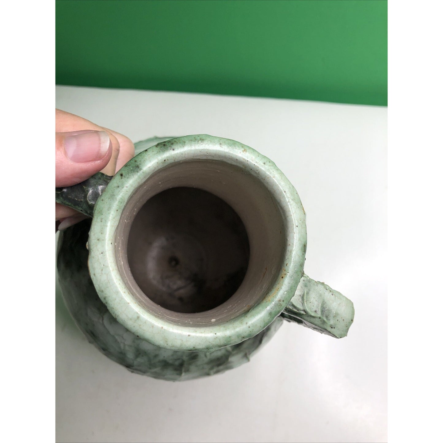 Handled Vessel Houghton 1928 by Acclaimed Potter Stoin M. Stoin Signature Glaze