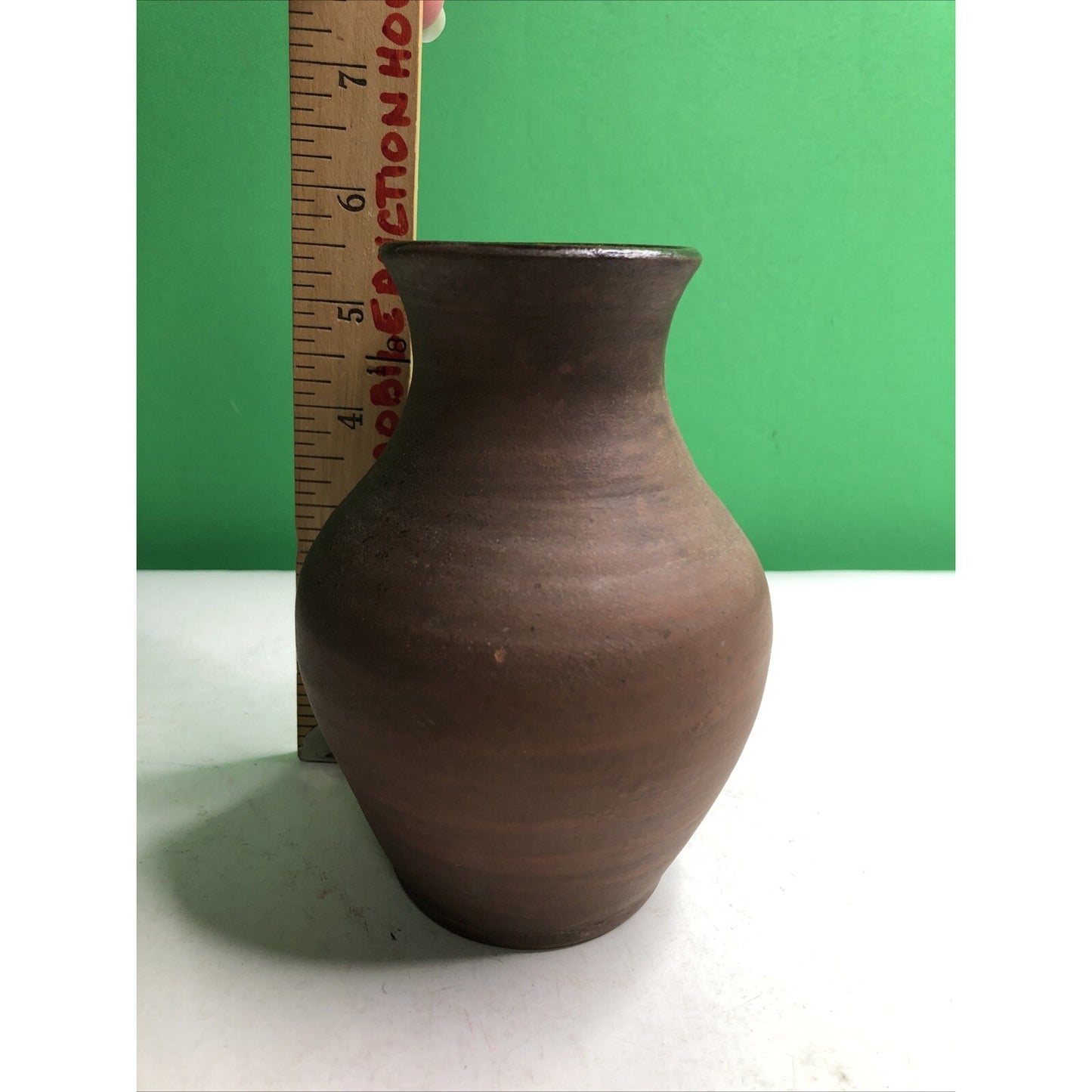James Towne Collony Pottery Pitcher Hand Thrown Jamestown VA Raku Redware Brown