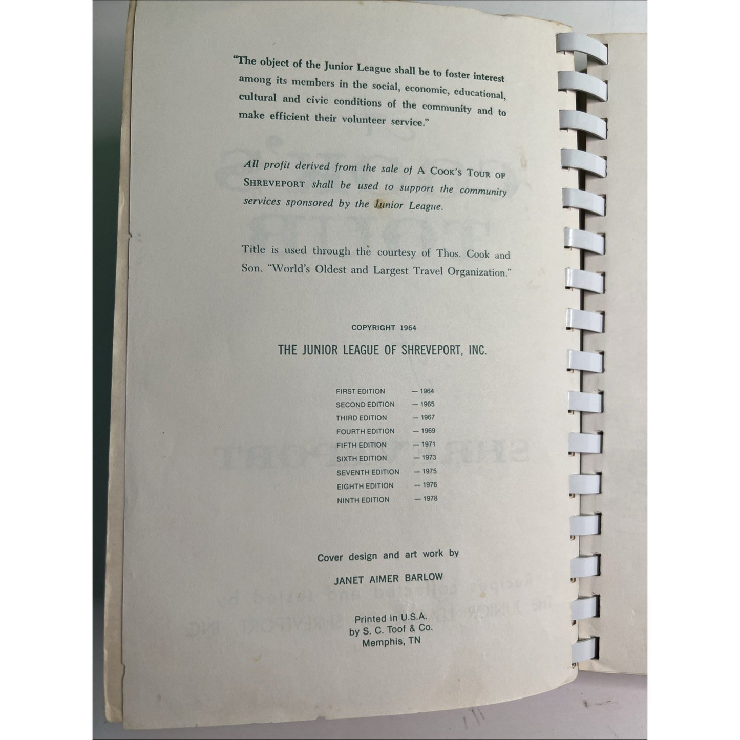 A Cook's Tour of Shreveport Cookbook The Junior League of Shreveport LA Vtg 1978