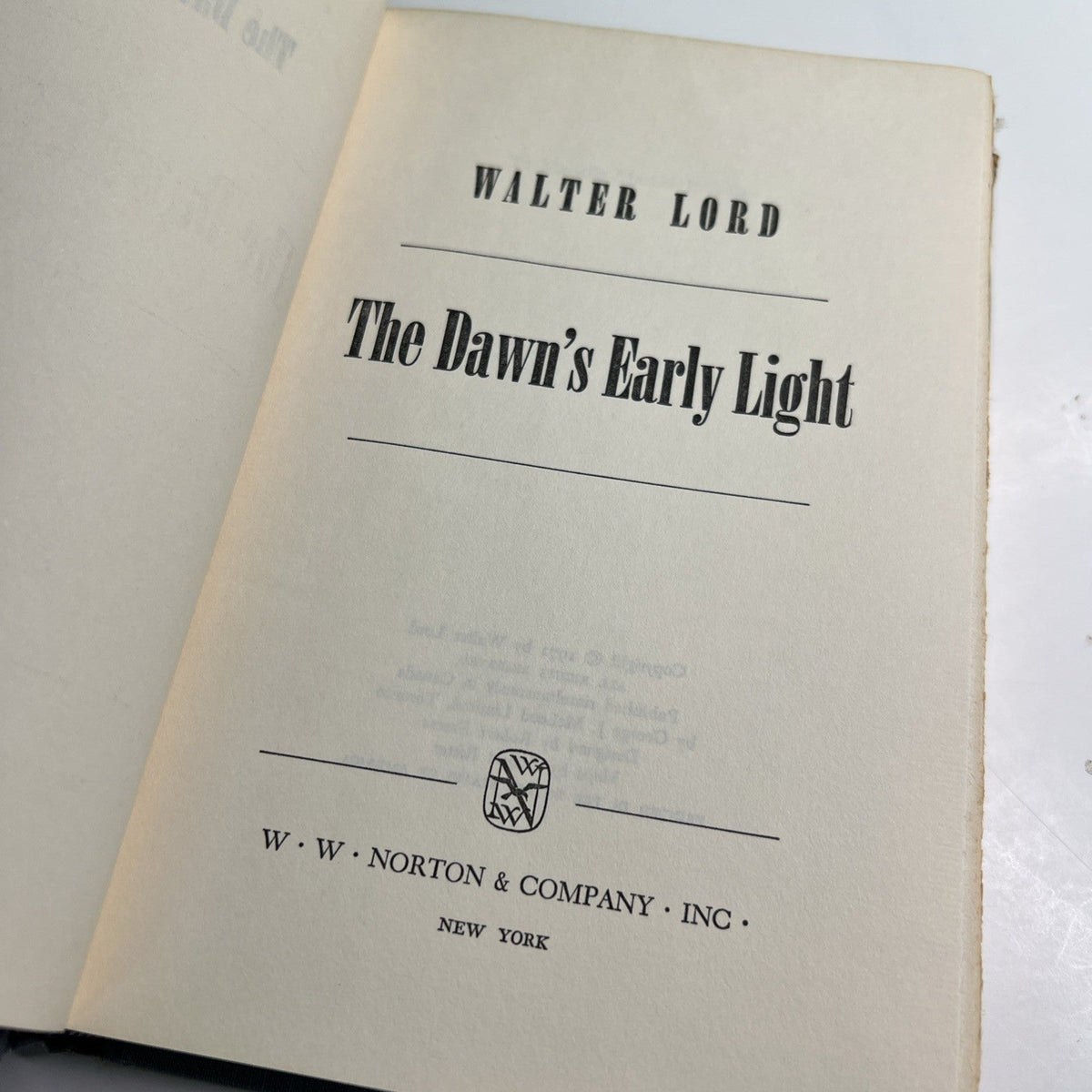 The Dawn’s Early Light by Walter Lord 1972 HC DJ 1st Edition/Print Illustrated