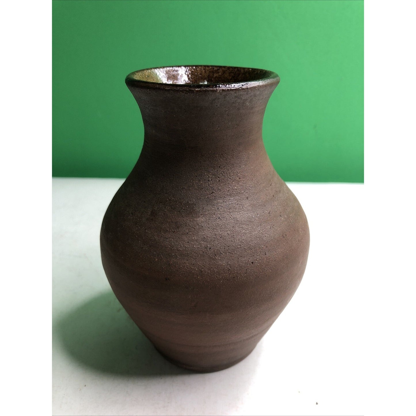 James Towne Collony Pottery Pitcher Hand Thrown Jamestown VA Raku Redware Brown