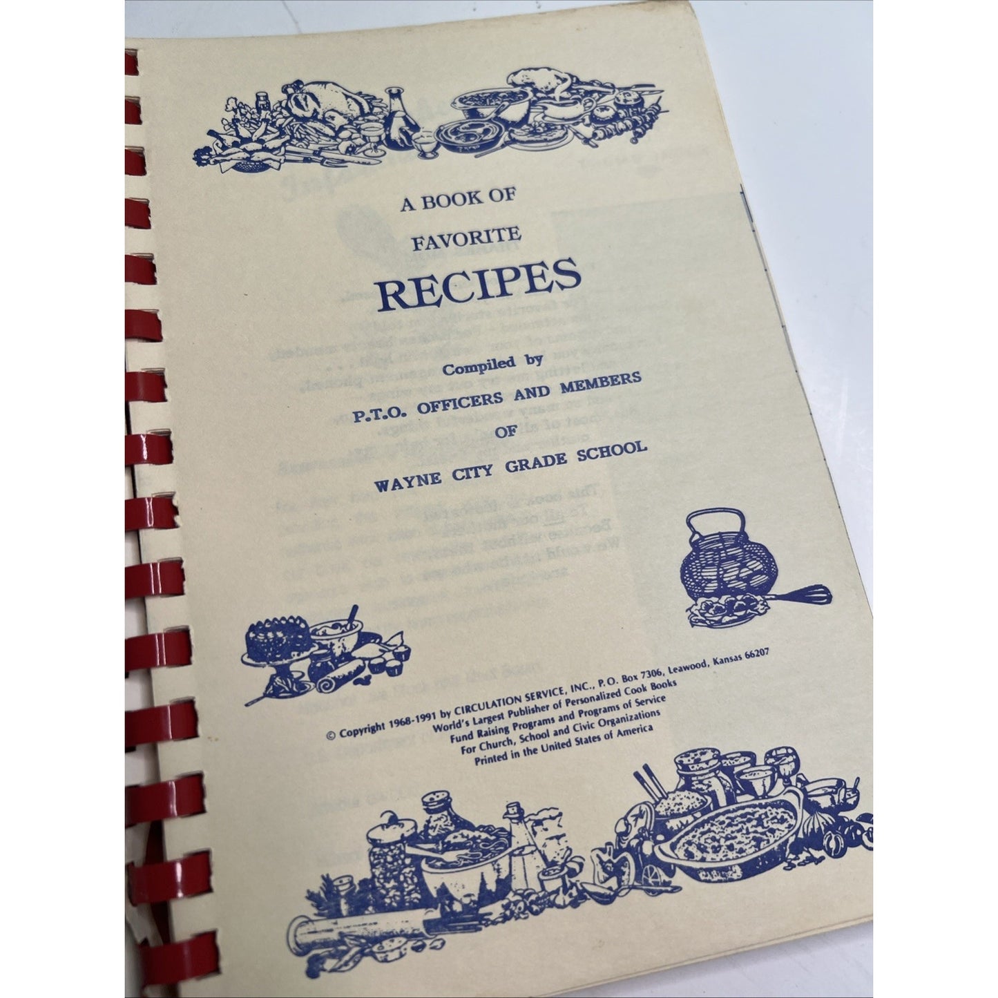 1992 Cookbook Wayne City PTO Parent Teacher Organization School Recipes