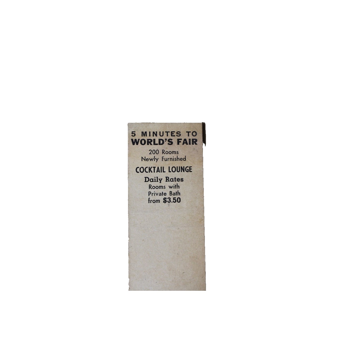 Vintage MidCentury Matchbook Kew Gardens Hotel, Long Island, NY 1939 Worlds Fair