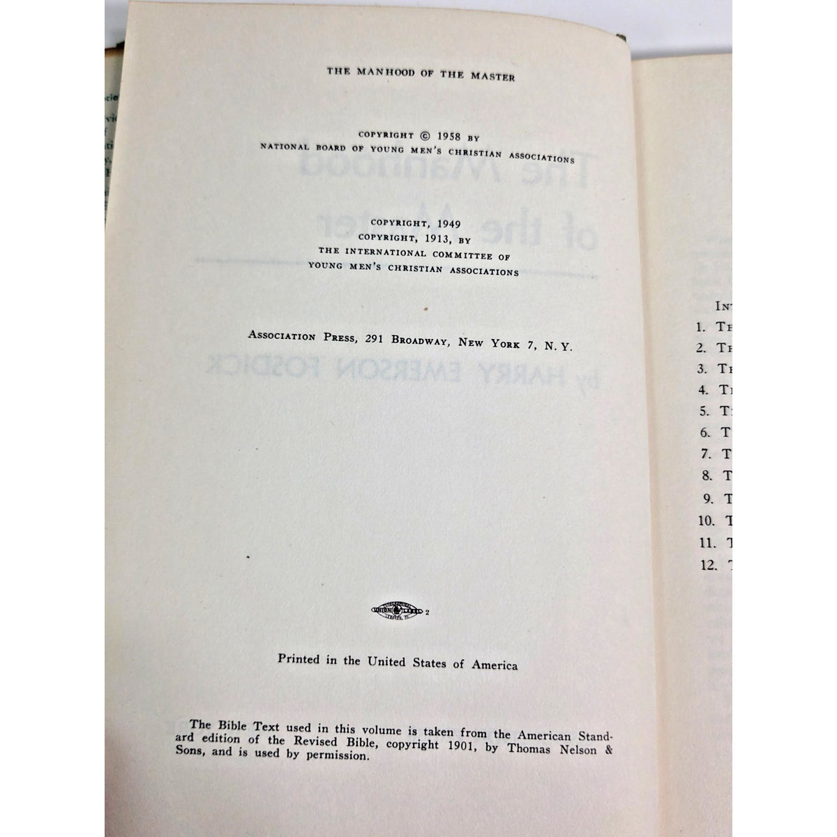 1958 Harry Emerson Fosdick The Manhood of the Master Vintage Devotional