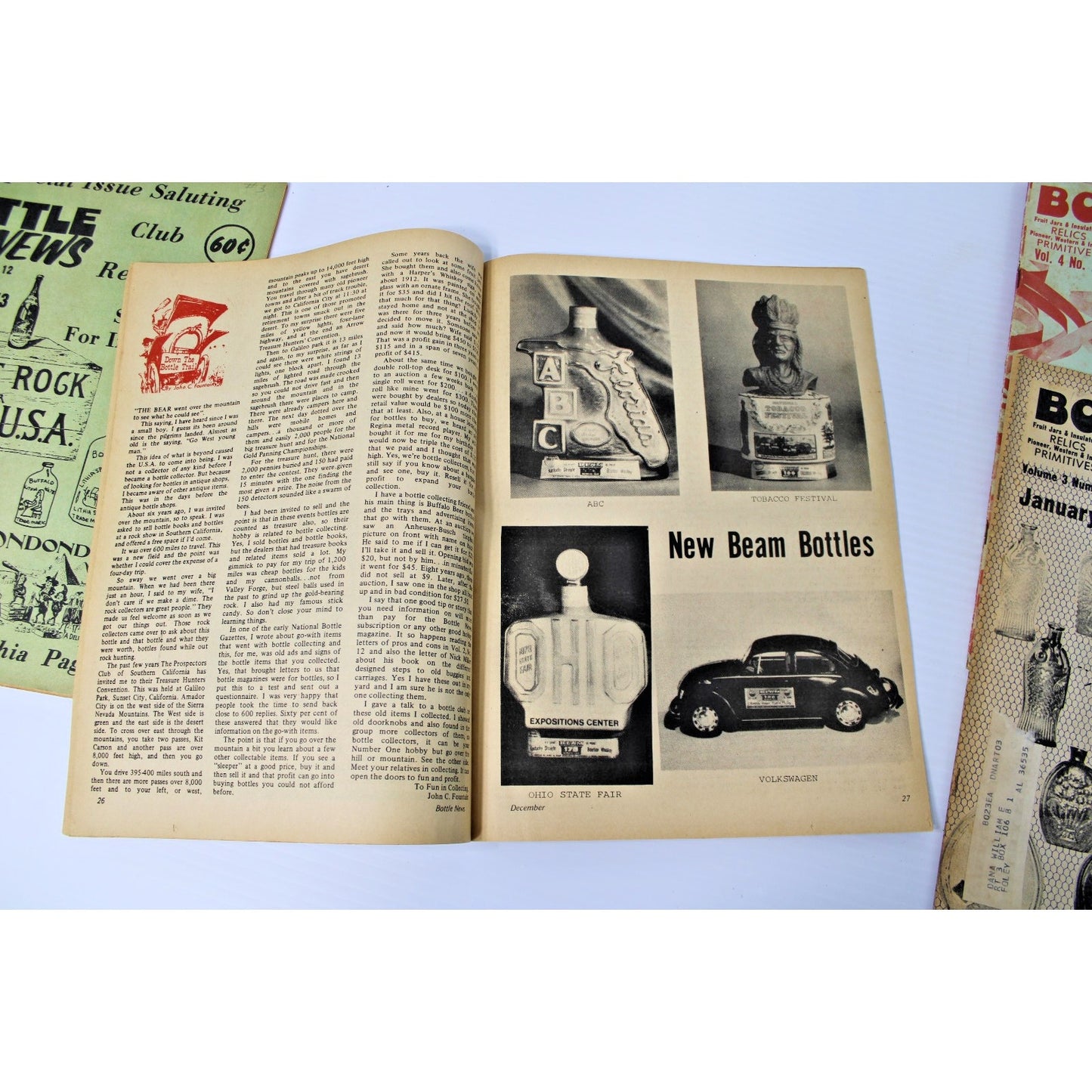 4 Vintage "Bottle News"- Fruit Jars, Insulators, Western & Indian Primatives